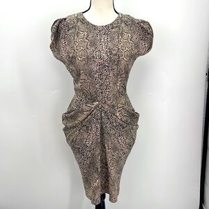 UEC Guess snake print shirt sleeve dress perfect house glass figure size 2